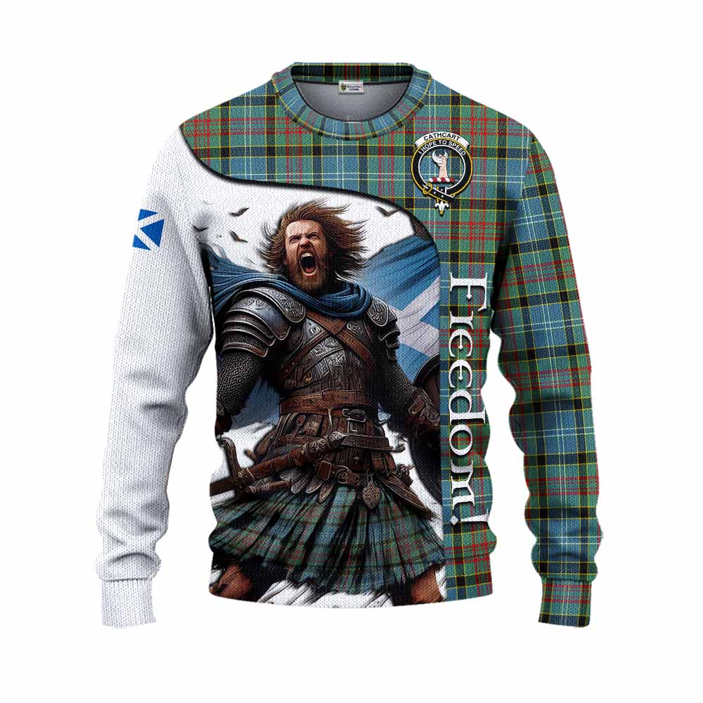 Tartan Vibes Clothing Cathcart Crest Tartan Knitted Sweater Inspired by the Freedom of Scottish Warrior