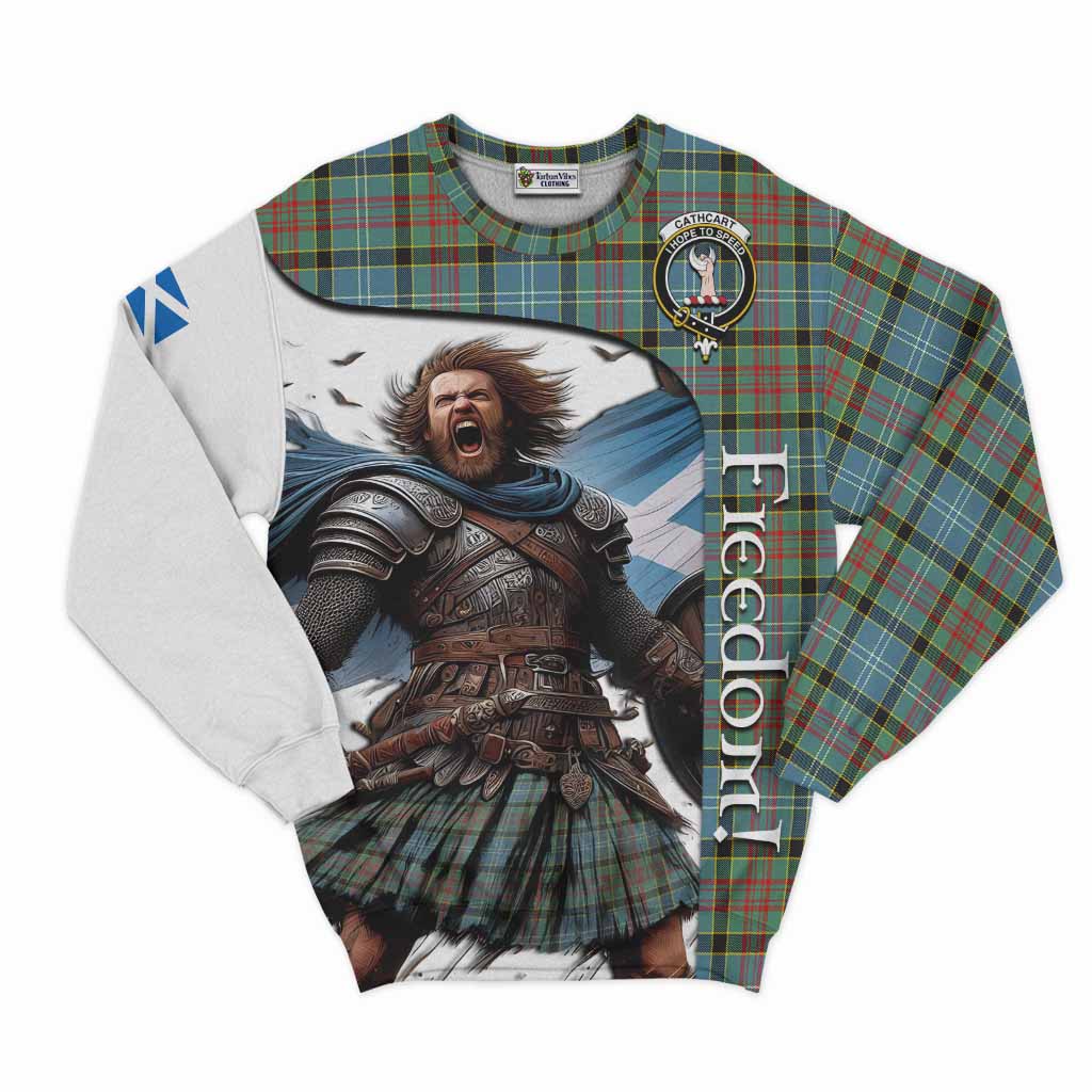 Tartan Vibes Clothing Cathcart Crest Tartan Sweatshirt Inspired by the Freedom of Scottish Warrior