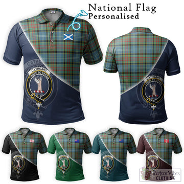 Cathcart Tartan Polo Shirt with Personalised National Flag and Family Crest Half Style