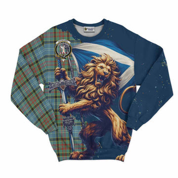 Cathcart Tartan Family Crest Sweatshirt with Scottish Majestic Lion