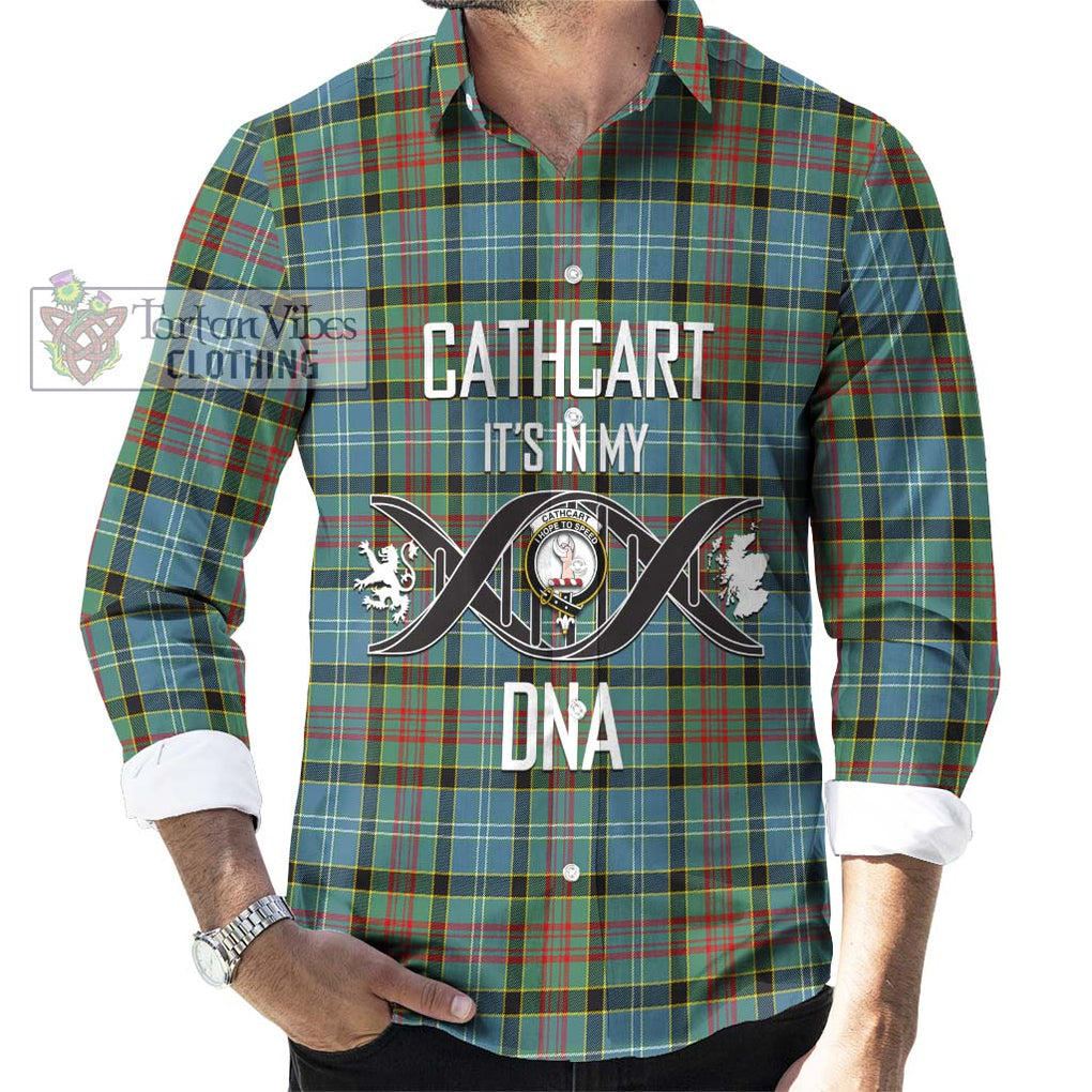 Cathcart Tartan Long Sleeve Button Shirt with Family Crest DNA In Me Style Men's Shirt S - Tartanvibesclothing Shop