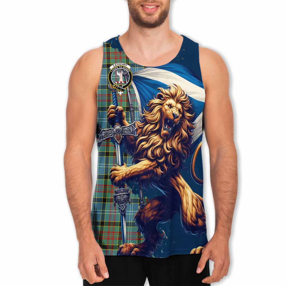 Tartan Vibes Clothing Cathcart Tartan Family Crest Men's Tank Top with Scottish Majestic Lion