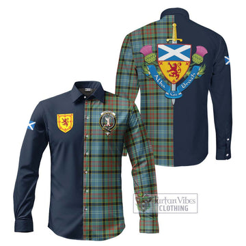 Cathcart Tartan Long Sleeve Button Shirt Alba with Scottish Lion Royal Arm Half Style