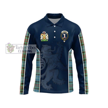 Cathcart Tartan Long Sleeve Polo Shirt with Family Crest and Lion Rampant Vibes Sport Style