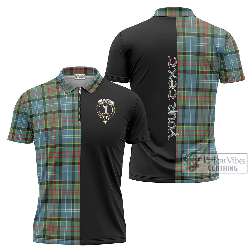 Cathcart Tartan Zipper Polo Shirt with Family Crest and Half Of Me Style Unisex - Tartanvibesclothing Shop