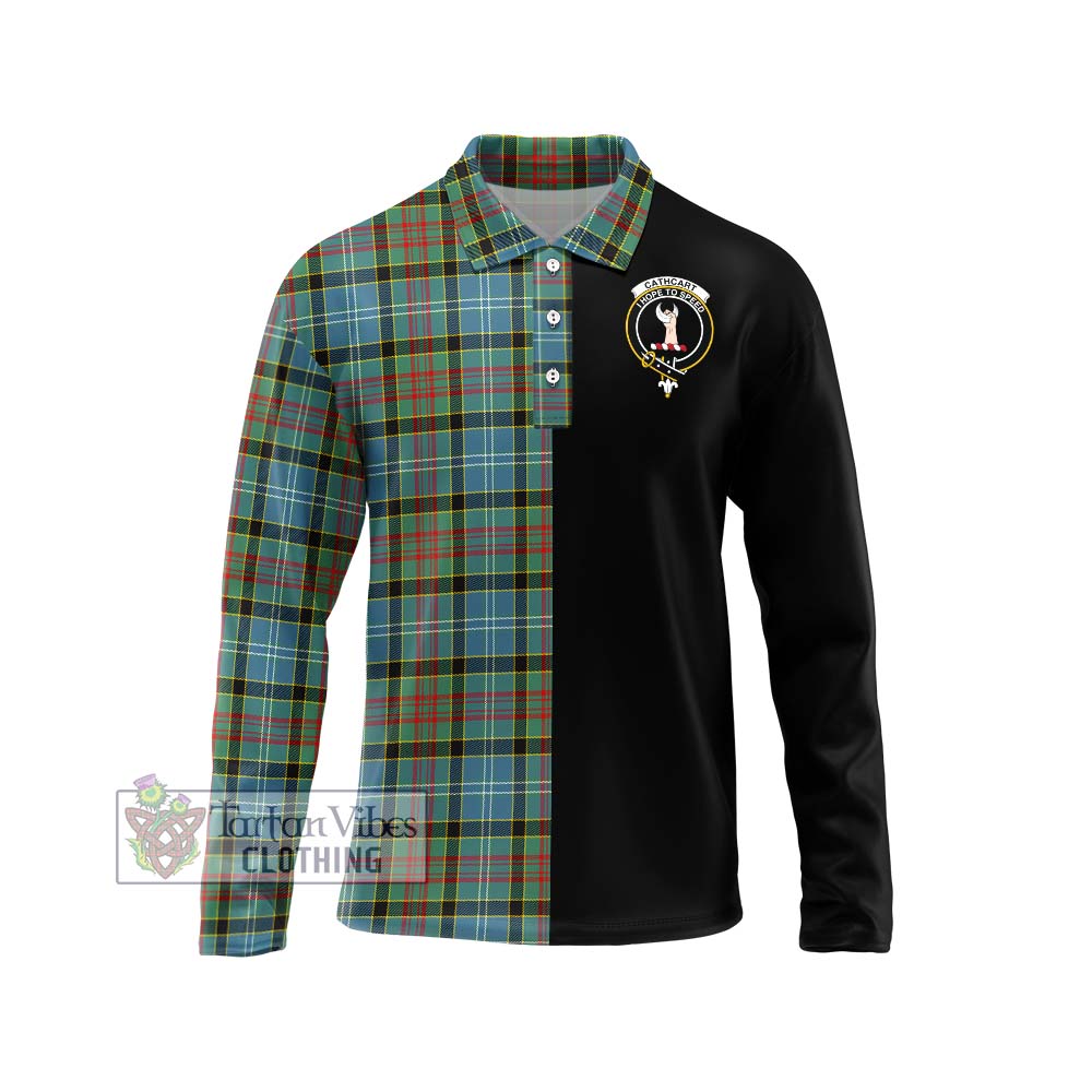 Cathcart Tartan Long Sleeve Polo Shirt with Family Crest and Half Of Me Style Unisex - Tartanvibesclothing Shop