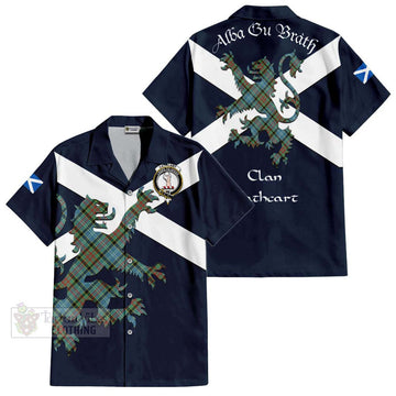 Cathcart Tartan Lion Rampant Short Sleeve Button Shirt  Proudly Display Your Heritage with Alba Gu Brath and Clan Name