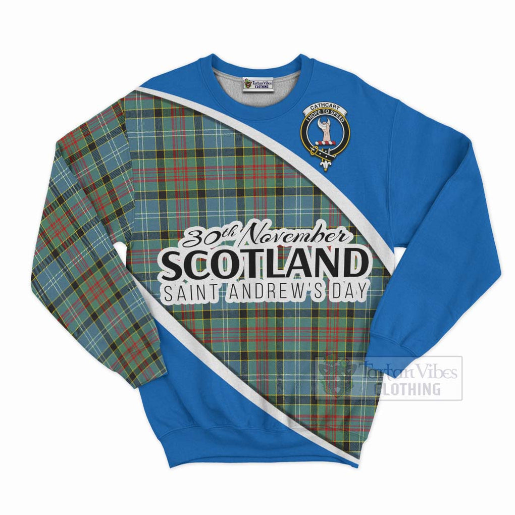 Tartan Vibes Clothing Cathcart Family Crest Tartan Sweatshirt Celebrate Saint Andrew's Day in Style