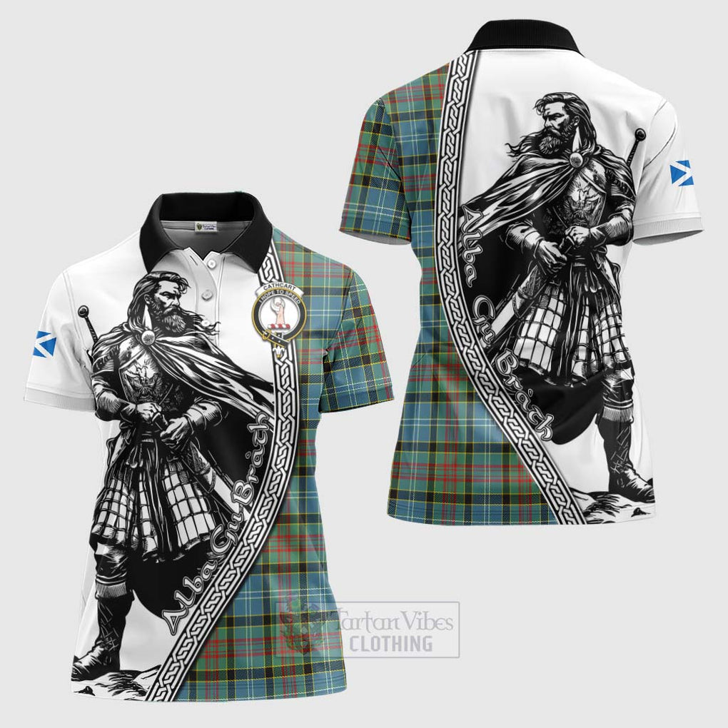 Tartan Vibes Clothing Cathcart Tartan Clan Crest Women's Polo Shirt with Highlander Warrior Celtic Style