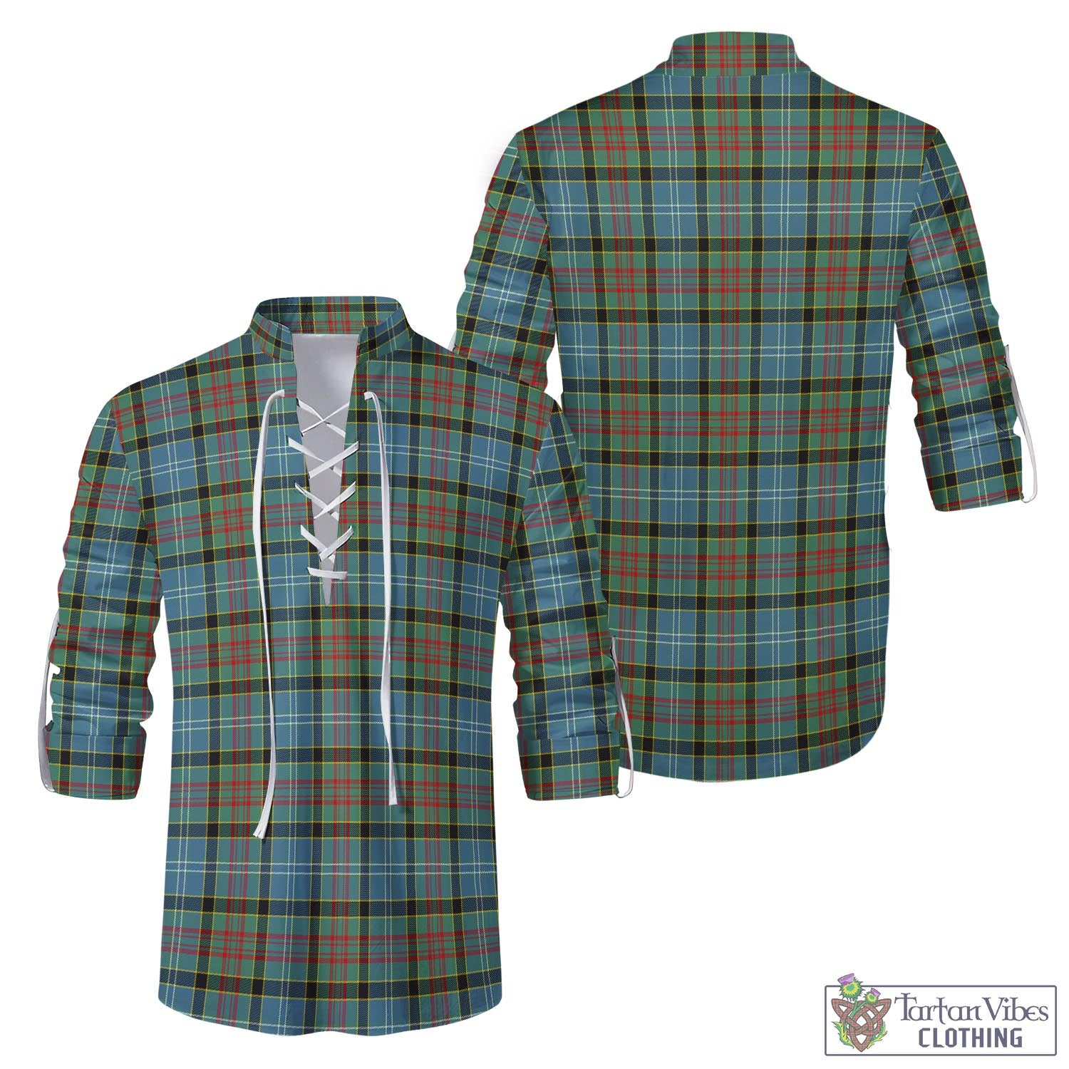 Tartan Vibes Clothing Cathcart Tartan Men's Scottish Traditional Jacobite Ghillie Kilt Shirt