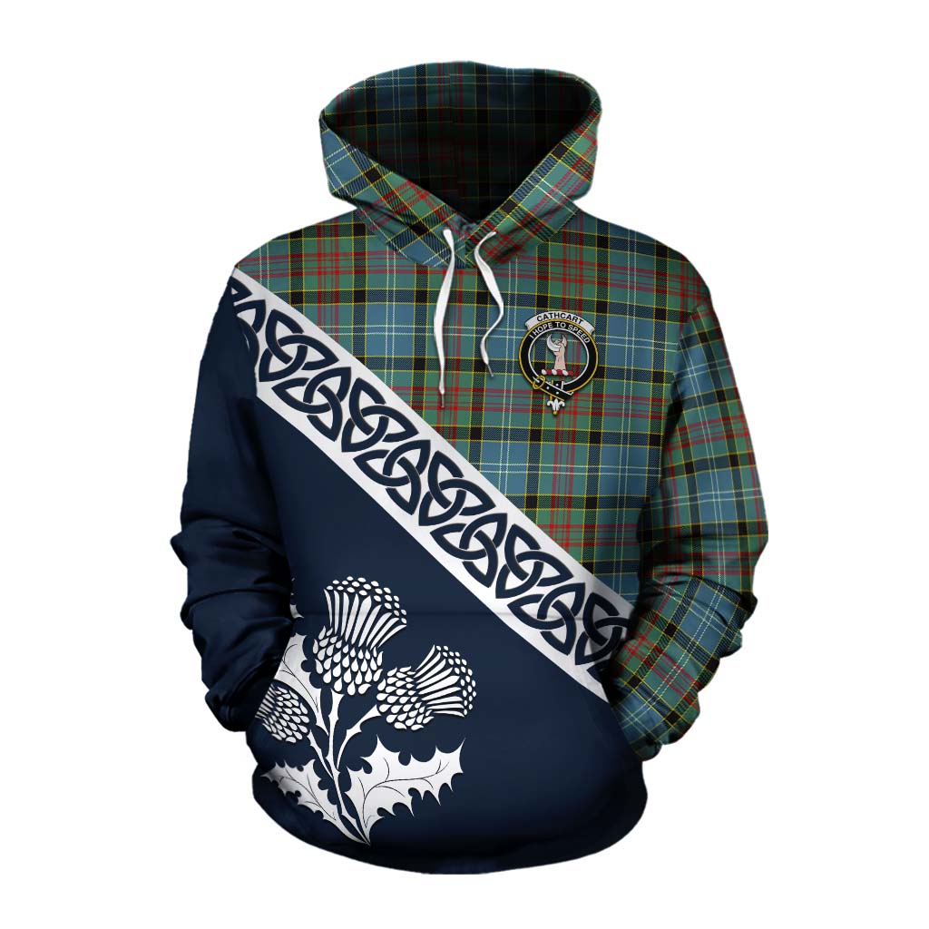 Tartan Vibes Clothing Cathcart Tartan Cotton Hoodie Featuring Thistle and Scotland Map