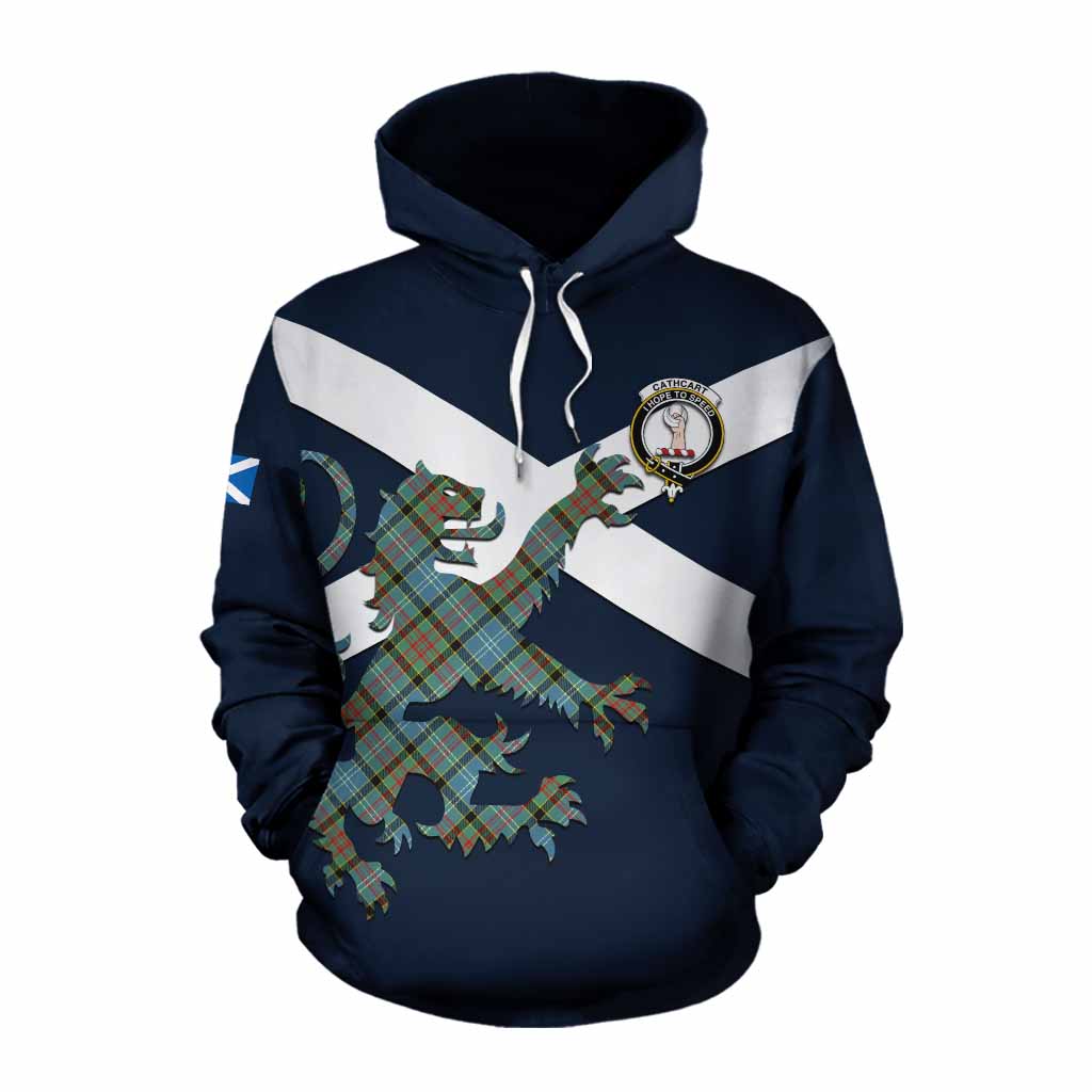 Tartan Vibes Clothing Cathcart Tartan Lion Rampant Cotton Hoodie Proudly Display Your Heritage with Alba Gu Brath and Clan Name