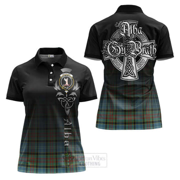 Cathcart Tartan Women's Polo Shirt Featuring Alba Gu Brath Family Crest Celtic Inspired