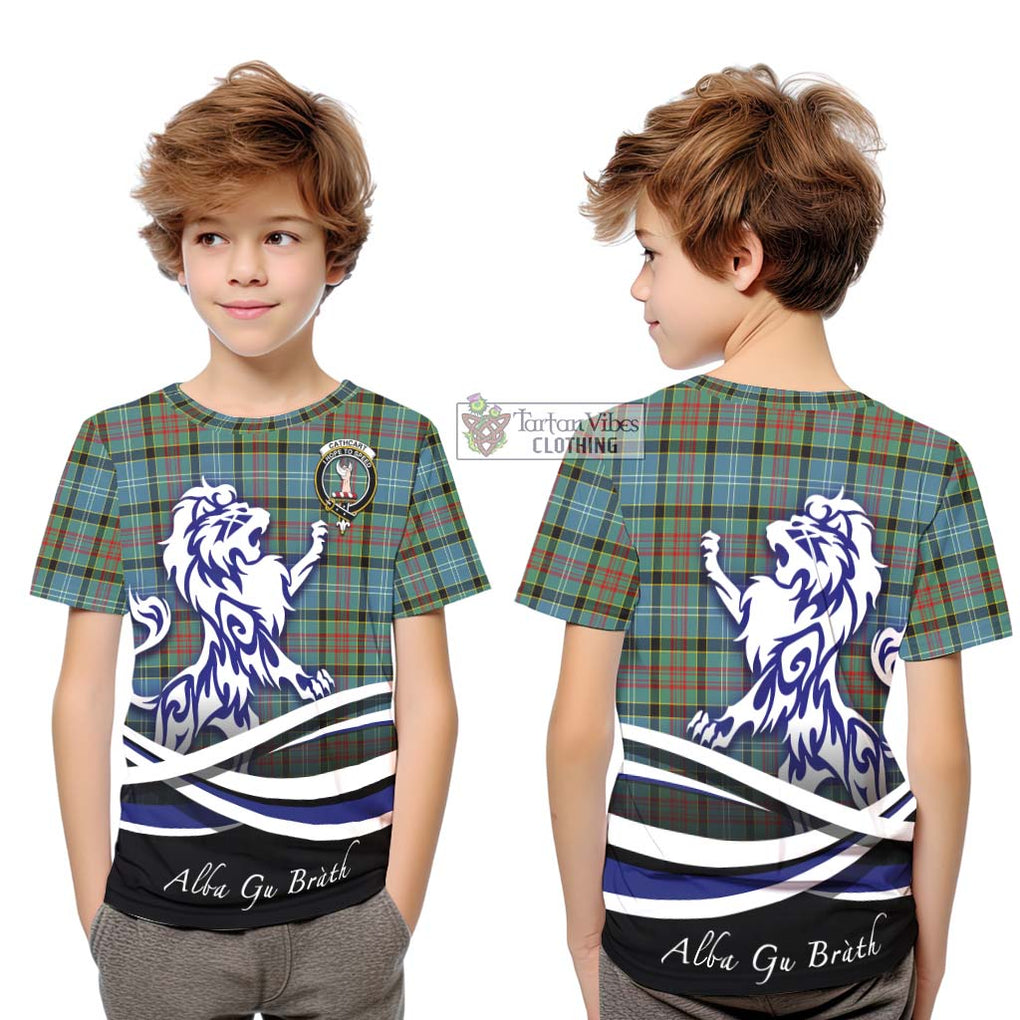 Cathcart Tartan Kid T-Shirt with Alba Gu Brath Regal Lion Emblem Youth XL Size14 - Tartanvibesclothing Shop