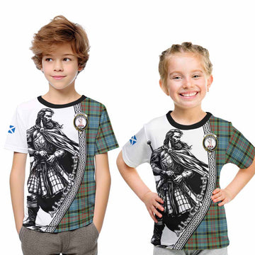 Cathcart Tartan Clan Crest Kid T-Shirt with Highlander Warrior Celtic Style