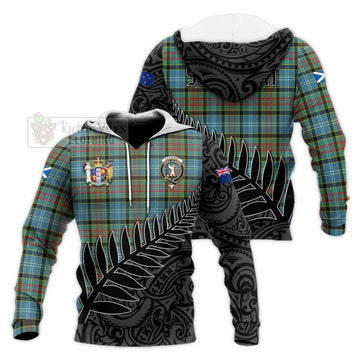 Cathcart Crest Tartan Knitted Hoodie with New Zealand Silver Fern Half Style