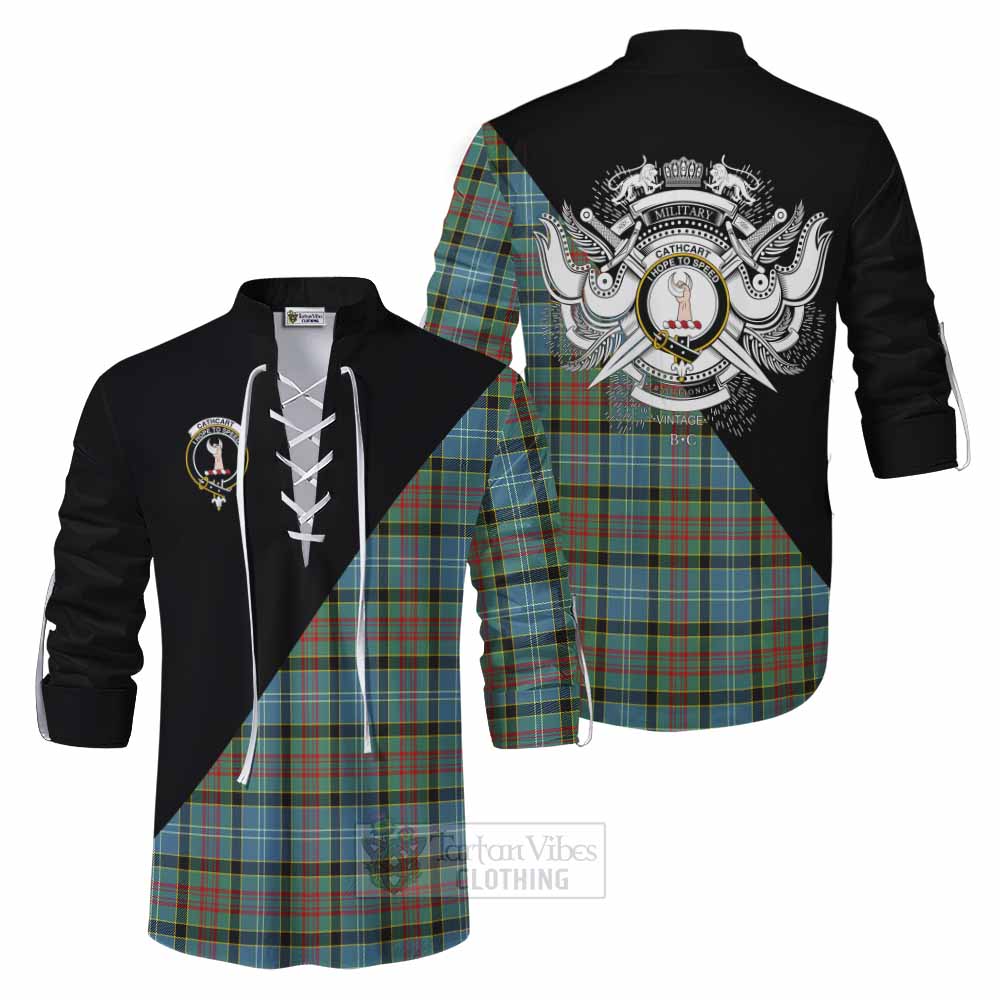 Tartan Vibes Clothing Cathcart Tartan Ghillie Kilt Shirt with Family Crest and Military Logo Style