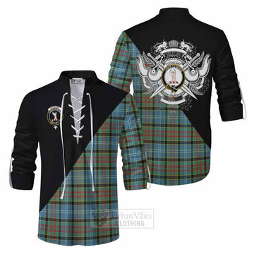 Cathcart Tartan Ghillie Kilt Shirt with Family Crest and Military Logo Style