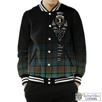 Cathcart Tartan Baseball Jacket Featuring Alba Gu Brath Family Crest Celtic Inspired