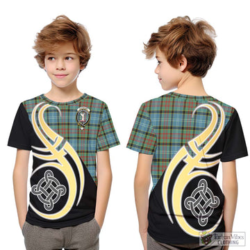 Cathcart Tartan Kid T-Shirt with Family Crest and Celtic Symbol Style