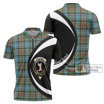 Cathcart Tartan Zipper Polo Shirt with Family Crest Circle Style