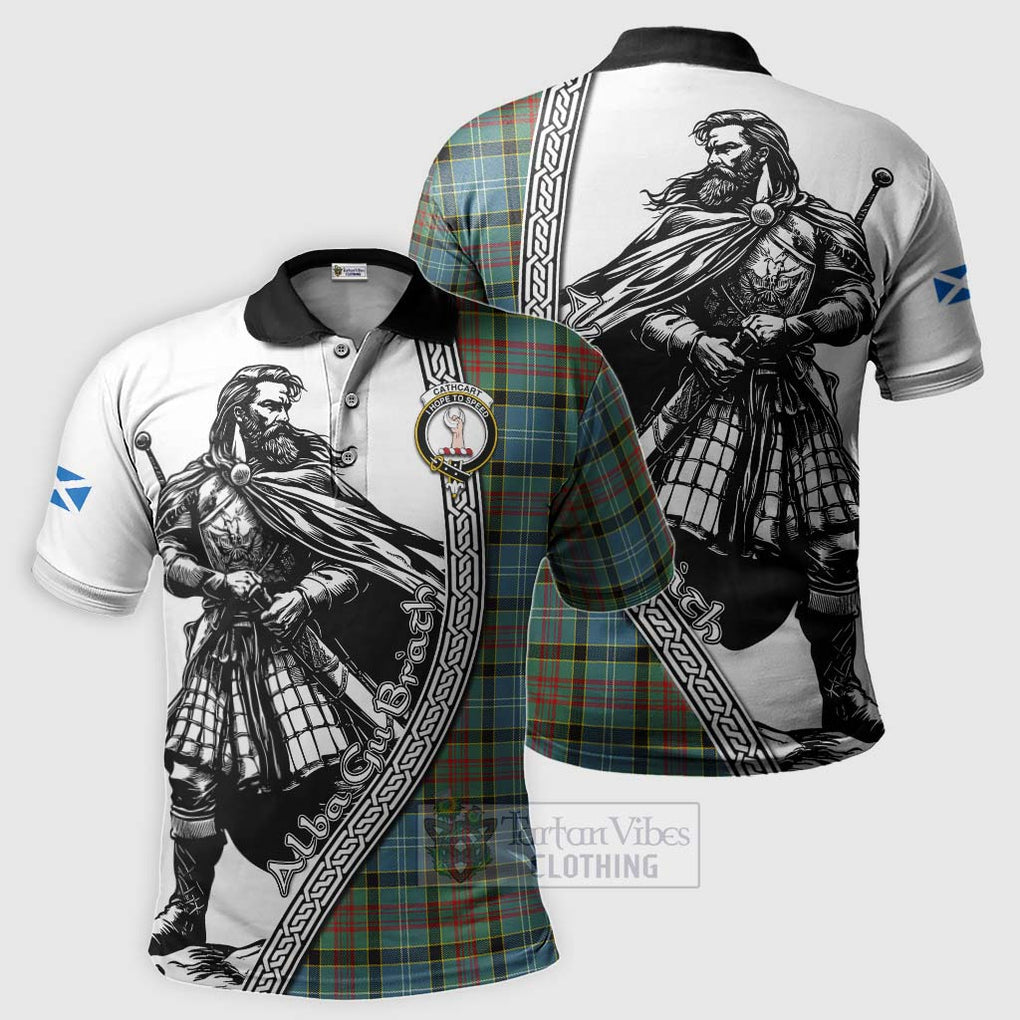 Tartan Vibes Clothing Cathcart Tartan Clan Crest Polo Shirt with Highlander Warrior Celtic Style