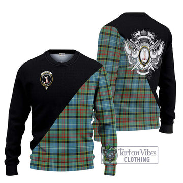 Cathcart Tartan Ugly Sweater with Family Crest and Military Logo Style