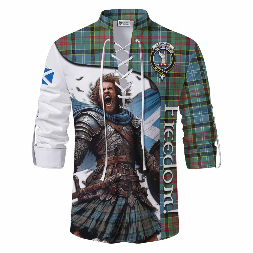 Tartan Vibes Clothing Cathcart Crest Tartan Ghillie Kilt Shirt Inspired by the Freedom of Scottish Warrior