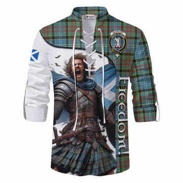 Cathcart Crest Tartan Ghillie Kilt Shirt Inspired by the Freedom of Scottish Warrior