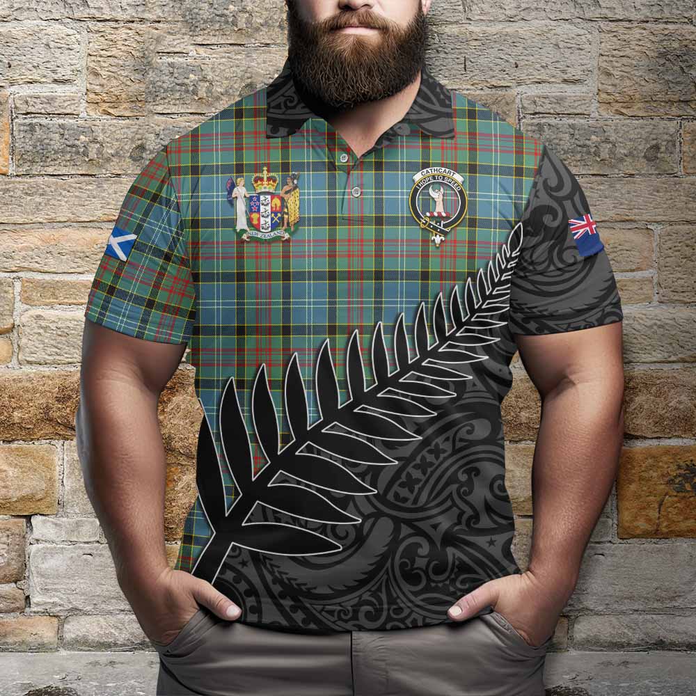 Cathcart Crest Tartan Polo Shirt with New Zealand Silver Fern Half Style