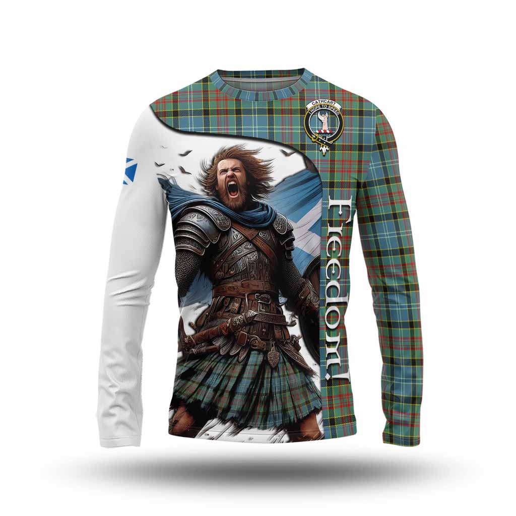 Tartan Vibes Clothing Cathcart Crest Tartan Long Sleeve T-Shirt Inspired by the Freedom of Scottish Warrior