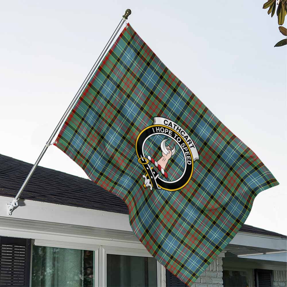 Tartan Vibes Clothing Cathcart Tartan House Flag with Family Crest