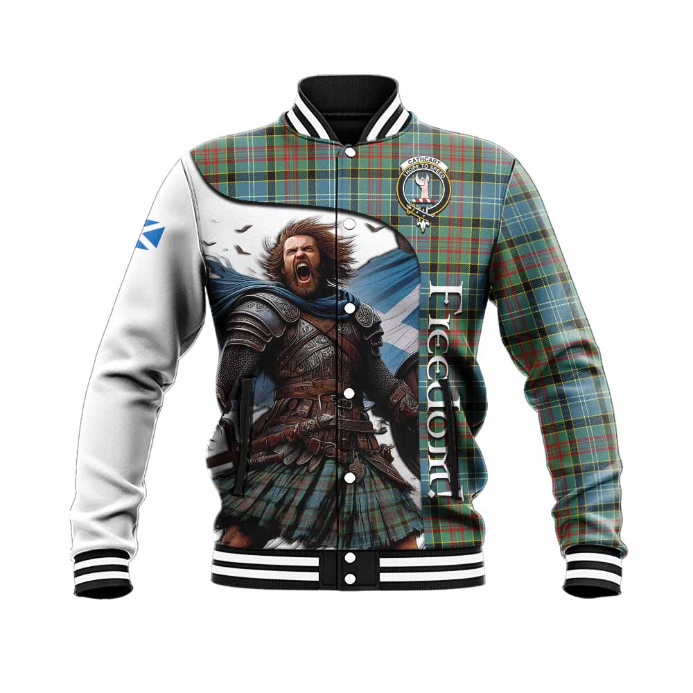 Tartan Vibes Clothing Cathcart Crest Tartan Baseball Jacket Inspired by the Freedom of Scottish Warrior