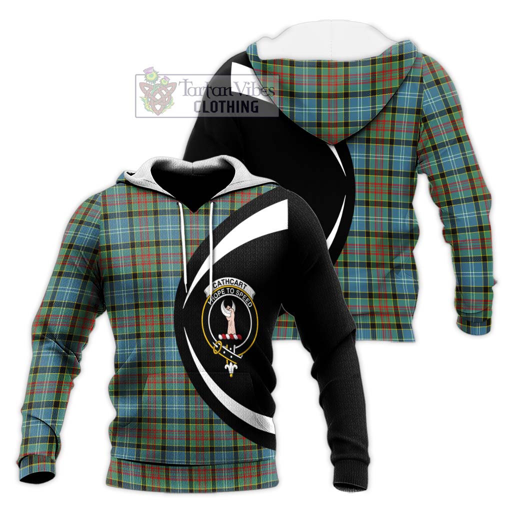 Cathcart Tartan Knitted Hoodie with Family Crest Circle Style Unisex Knitted Pullover Hoodie - Tartan Vibes Clothing