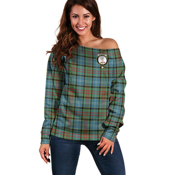 Cathcart Tartan Off Shoulder Women Sweater with Family Crest