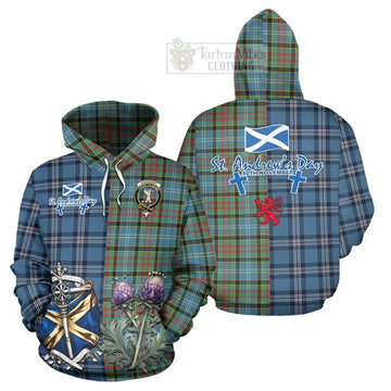 Cathcart Tartan Hoodie Happy St. Andrew's Day Half Tartan Style