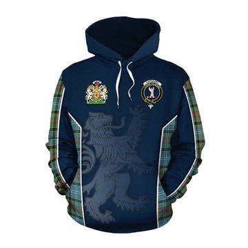 Cathcart Tartan Cotton Hoodie with Family Crest and Lion Rampant Vibes Sport Style