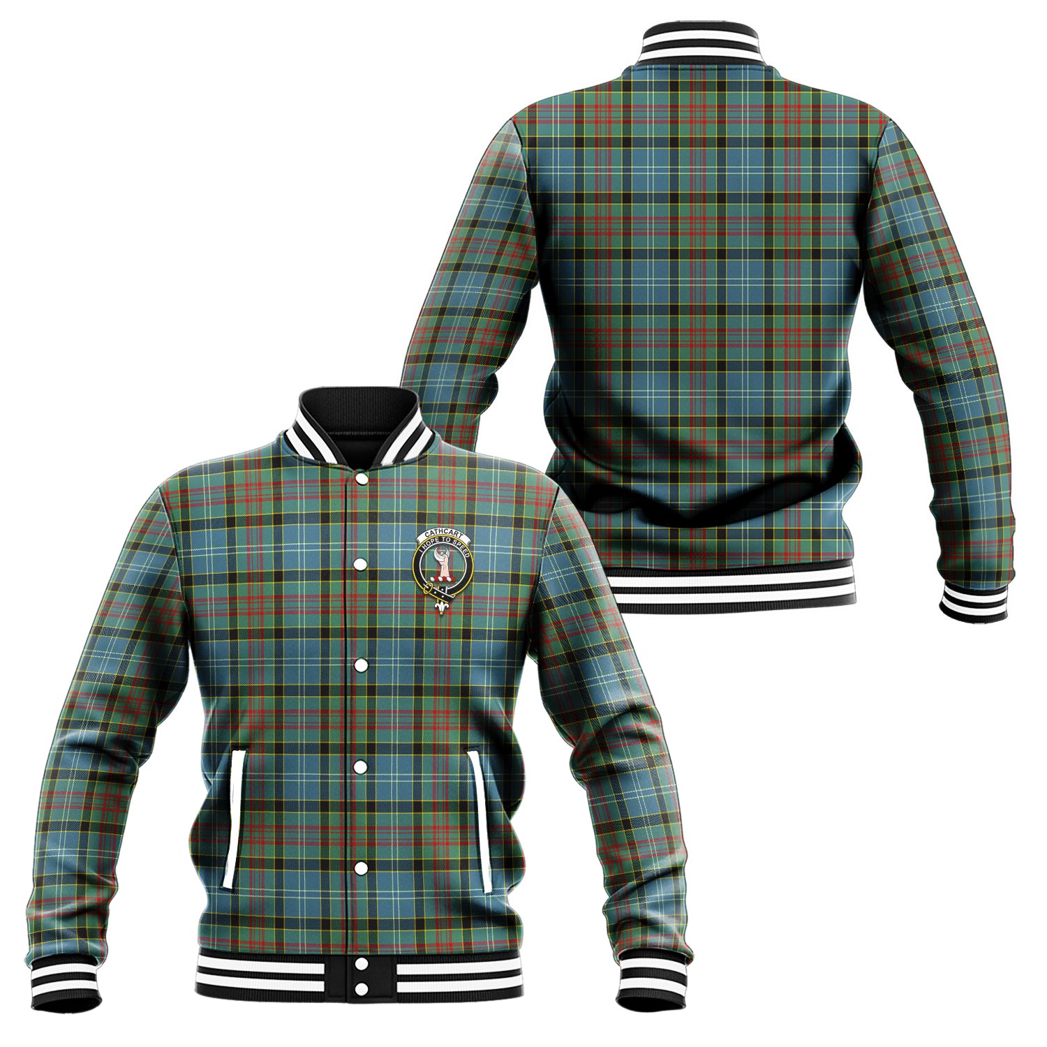 Cathcart Tartan Baseball Jacket with Family Crest Unisex - Tartan Vibes Clothing