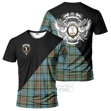 Cathcart Tartan T-Shirt with Family Crest and Military Logo Style