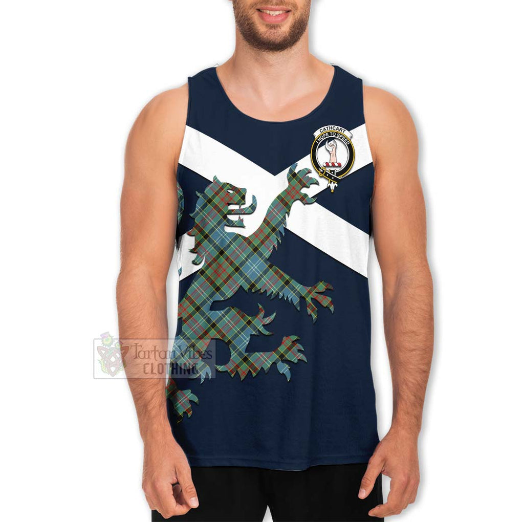 Tartan Vibes Clothing Cathcart Tartan Lion Rampant Men's Tank Top – Proudly Display Your Heritage with Alba Gu Brath and Clan Name