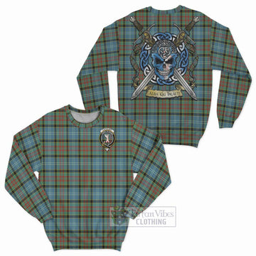 Cathcart Tartan Sweatshirt with Family Crest Celtic Skull Style