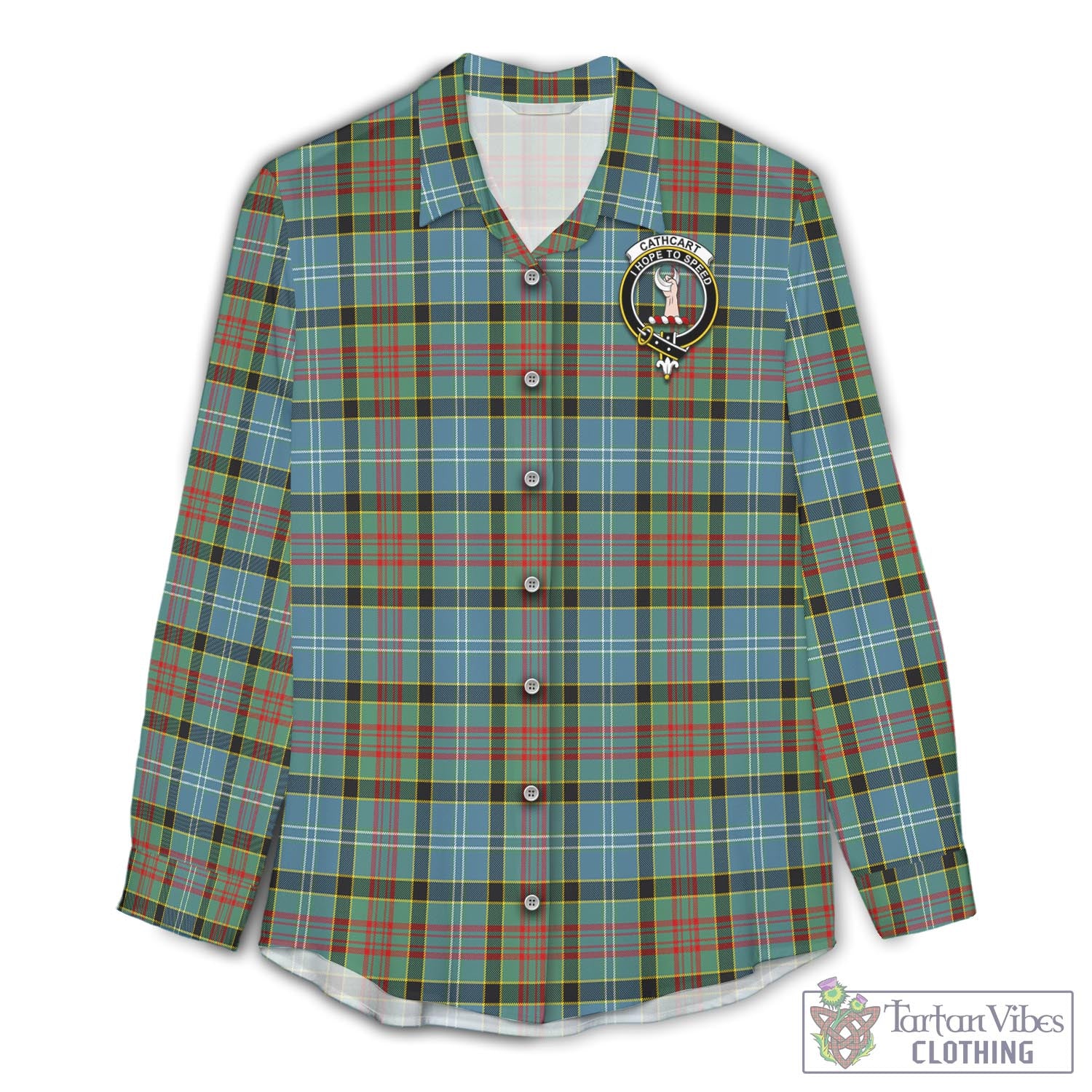 Tartan Vibes Clothing Cathcart Tartan Womens Casual Shirt with Family Crest