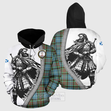 Cathcart Tartan Clan Crest Hoodie with Highlander Warrior Celtic Style