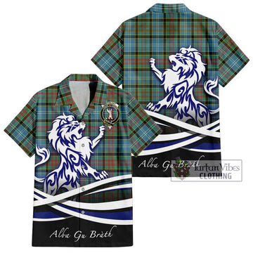 Cathcart Tartan Short Sleeve Button Shirt with Alba Gu Brath Regal Lion Emblem