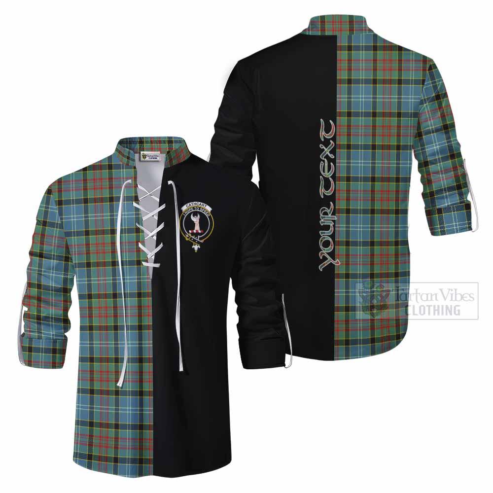 Tartan Vibes Clothing Cathcart Tartan Ghillie Kilt Shirt with Family Crest and Half Of Me Style