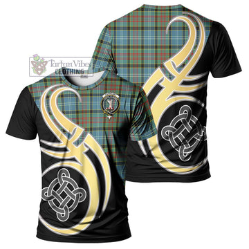 Cathcart Tartan T-Shirt with Family Crest and Celtic Symbol Style