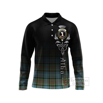 Cathcart Tartan Long Sleeve Polo Shirt Featuring Alba Gu Brath Family Crest Celtic Inspired