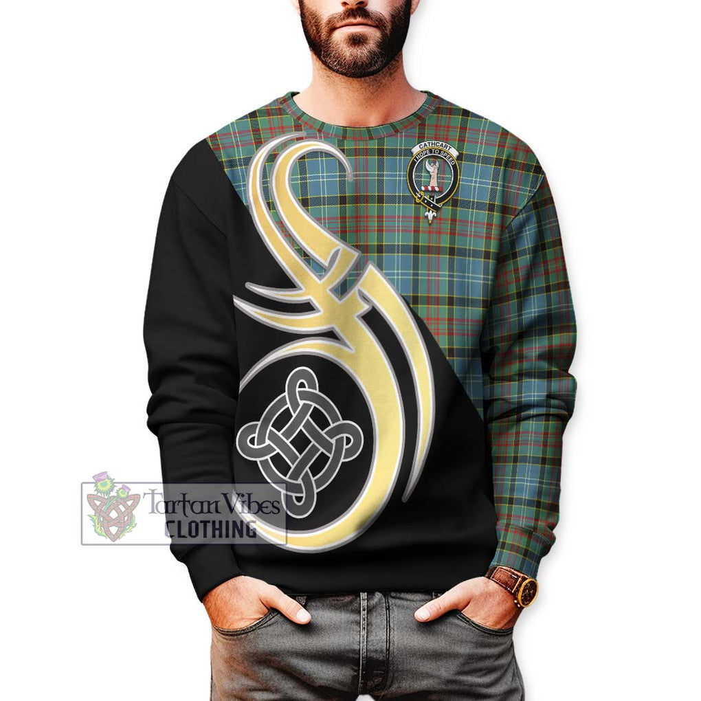 Cathcart Tartan Sweatshirt with Family Crest and Celtic Symbol Style Unisex - Tartan Vibes Clothing