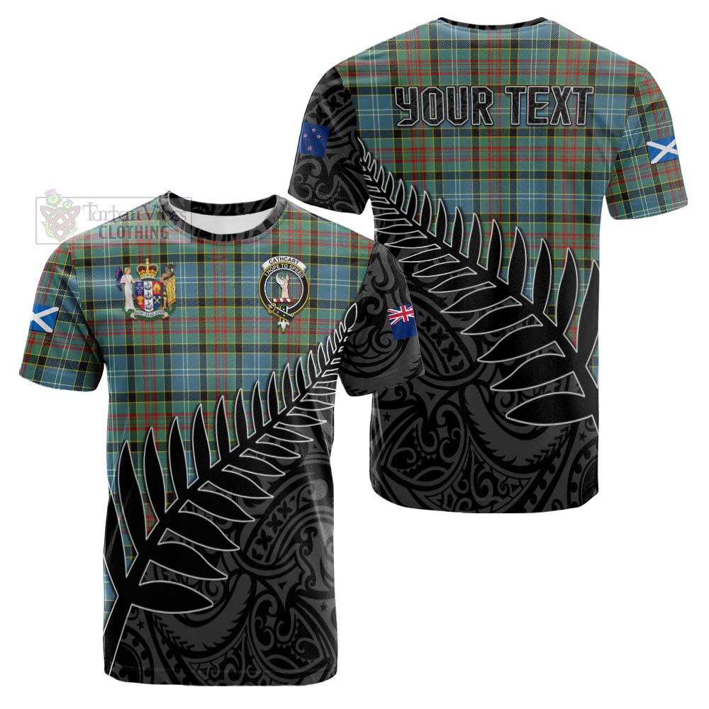 Tartan Vibes Clothing Cathcart Crest Tartan Cotton T-shirt with New Zealand Silver Fern Half Style