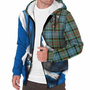 Cathcart Tartan Sherpa Hoodie with Family Crest Scotland Patriotic Style